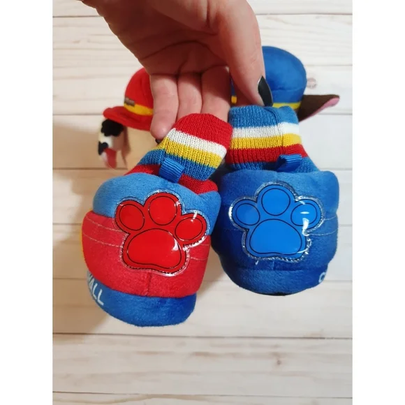 Paw Patrol Light Up Slippers, Toddler Warm Plush House Shoes, Chase & Marshall - Picture 5 of 9